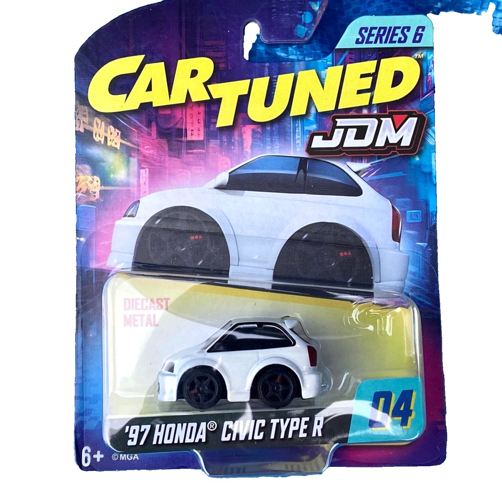 Car Tuned JDM 1997 Honda Civic Type R #04 Series 6 White Die-cast 1/64 Model NIP
